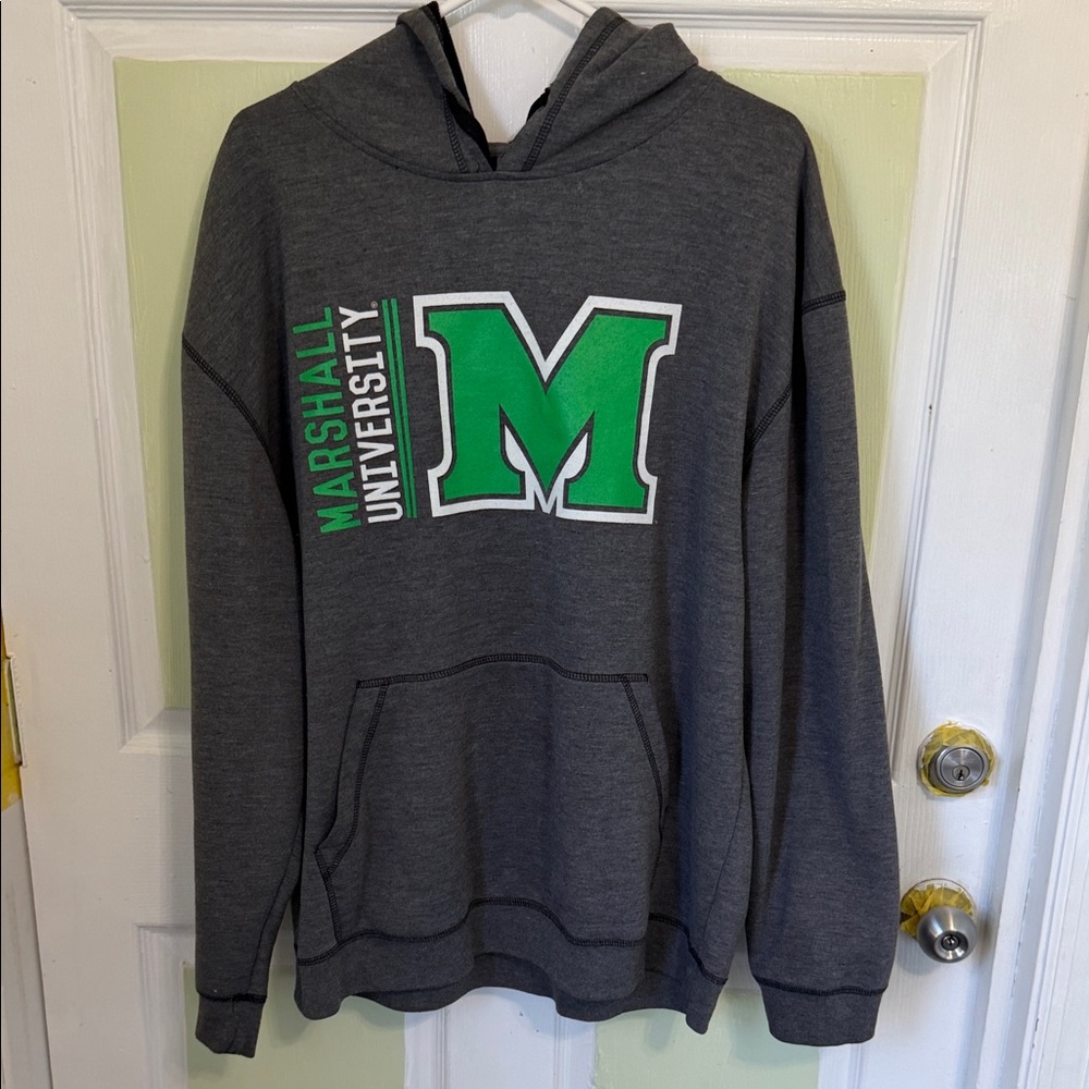 (1747) Marshall Charcoal Hoodie with Green Logo